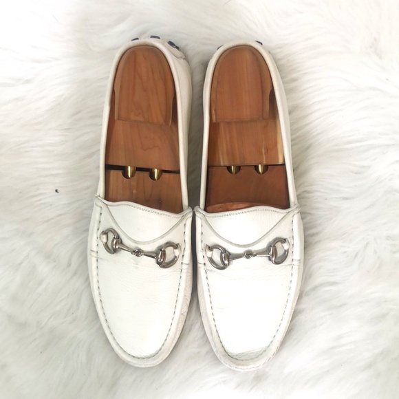 Gucci Mens White Leather Horse bit Slip On Casual Loafer Shoes Size 9 W/ Coa main image 4